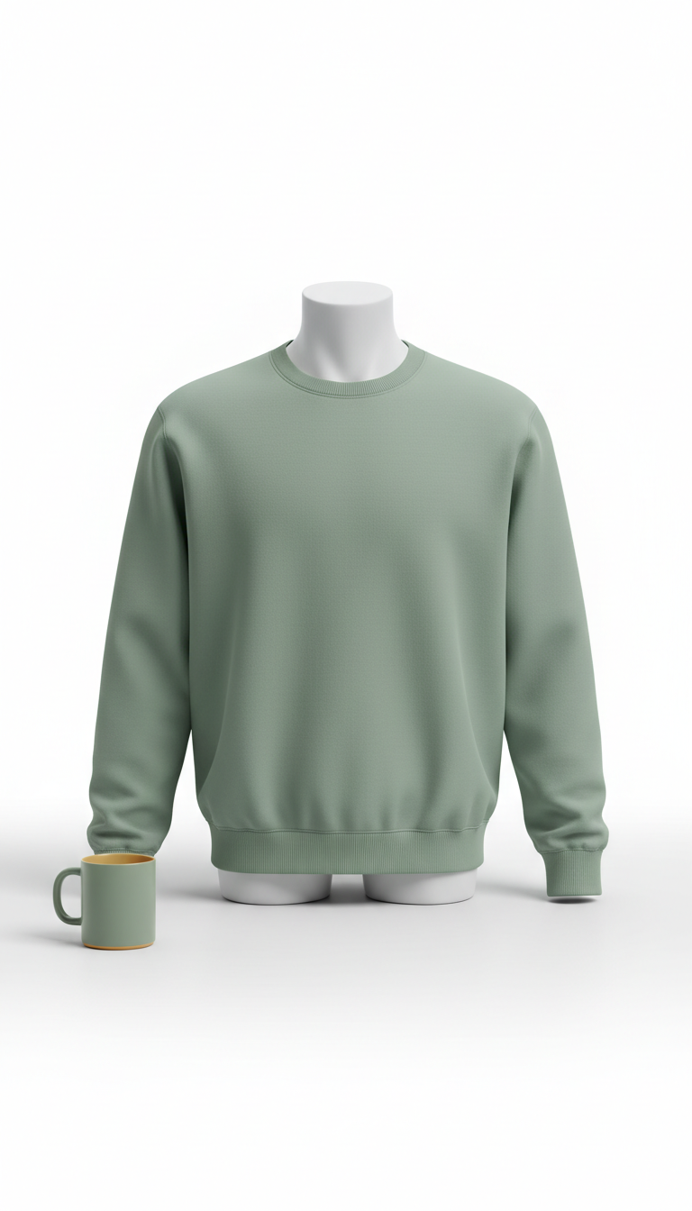 Herrensweatshirt in Salbeigrün, klassisch