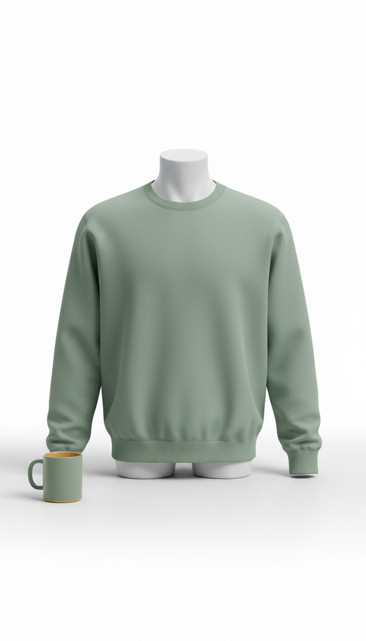 Herrensweatshirt in Salbeigrün, klassisch