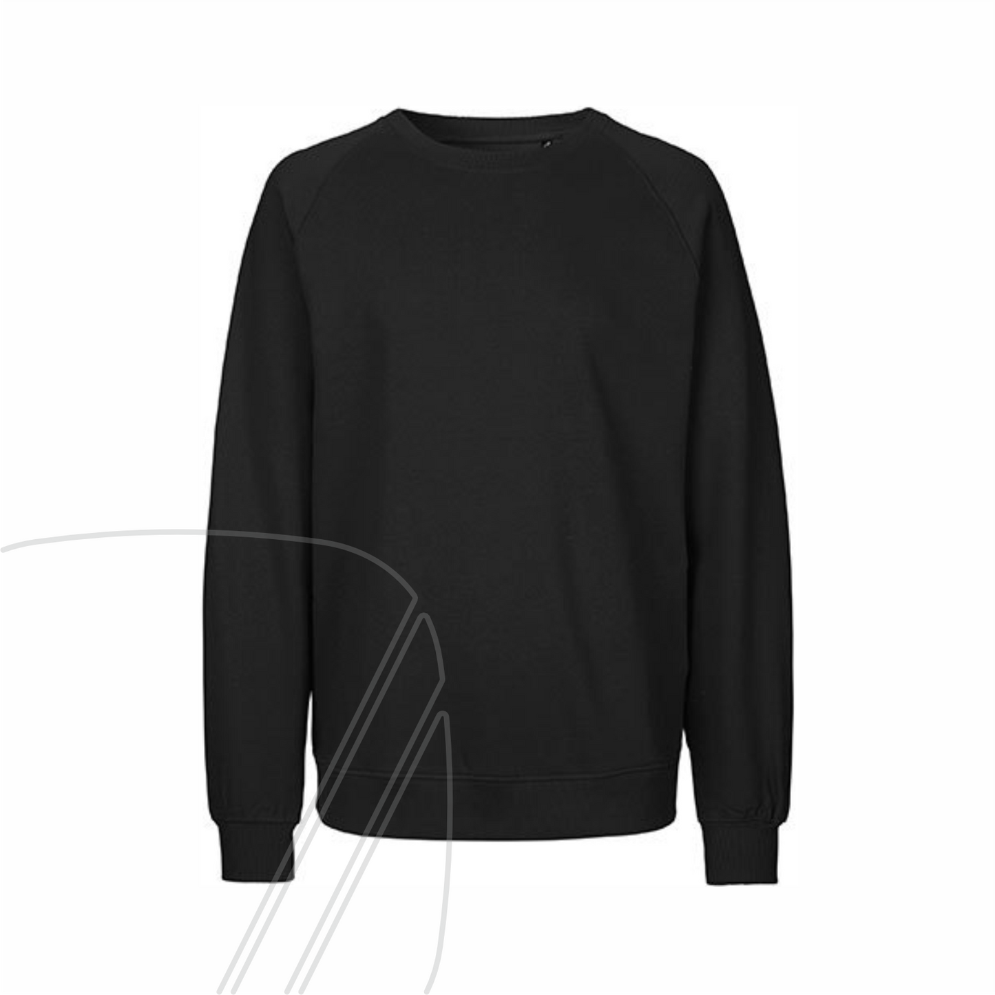 Vorderansicht eines schwarzen bawearia Sweatshirts mit Rundhalsausschnitt und ohne Aufdruck.