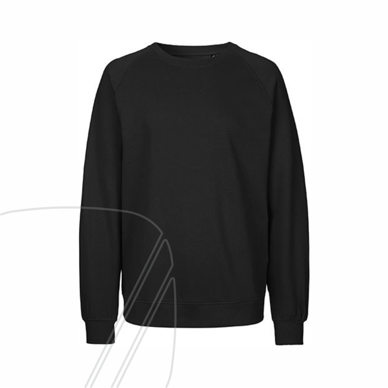 Vorderansicht eines schwarzen bawearia Sweatshirts mit Rundhalsausschnitt und ohne Aufdruck.