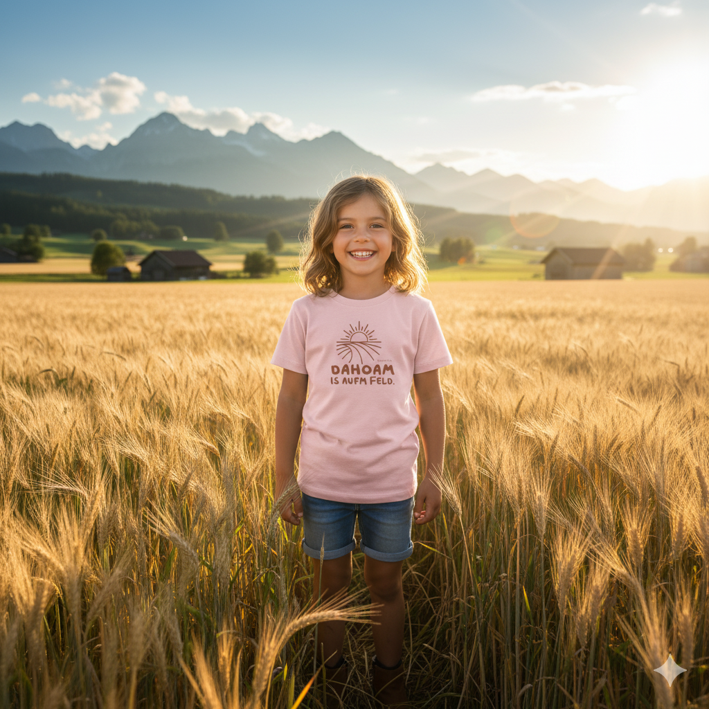 Kinder Shirt - bawearia. Dahoam is aufm Feld